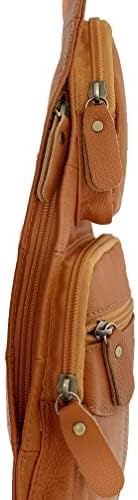 Hebetag Small Leather Sling Bag Crossbody Backpack - Image 4