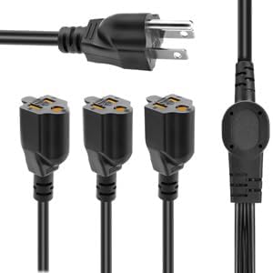 3.3FT 3 Prong 1 to 3 Extension Cord Splitter, Indoor Outdoor Power Cable - Image 4