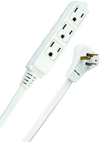 Woods Slimline Angled Flat Plug Extension Cord; Space Saving Flat Design; 3 by Woods