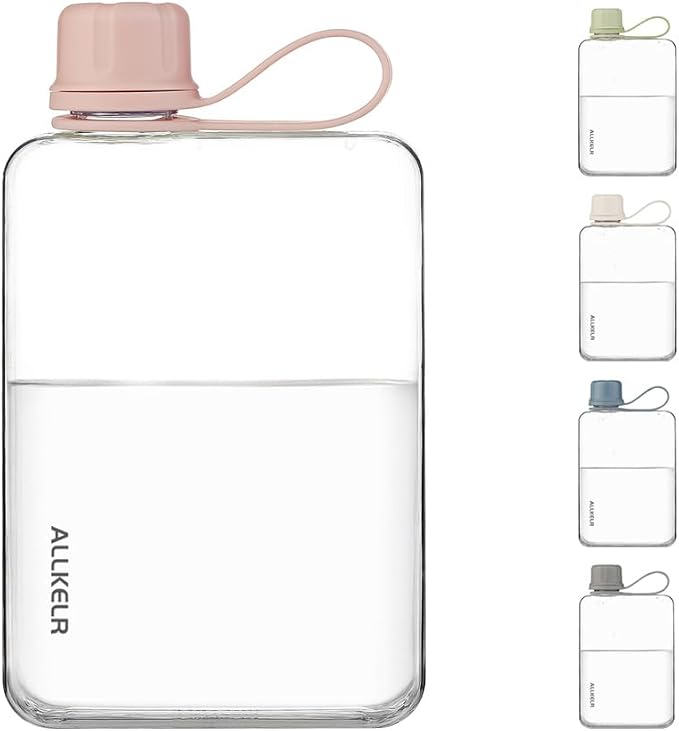 Portable Flat Water Bottle, BPA Free Reusable Tritan Plastic Travel Water - Image 3