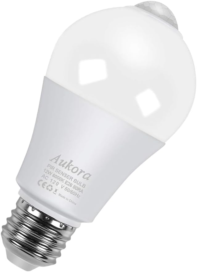 Motion Sensor Light Bulbs, Aukora 12W E26 Motion Activated Dusk to Dawn by AUKORA