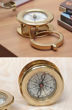 Vintage Brass Compass with Wooden Box – Antique Navigation Compass - Image 5