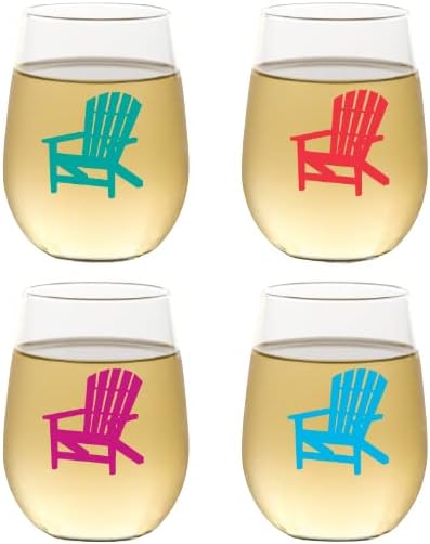 Set of 4 Shatterproof Designer 16 oz Plastic Wine Glasses MADE in the USA by Unknown