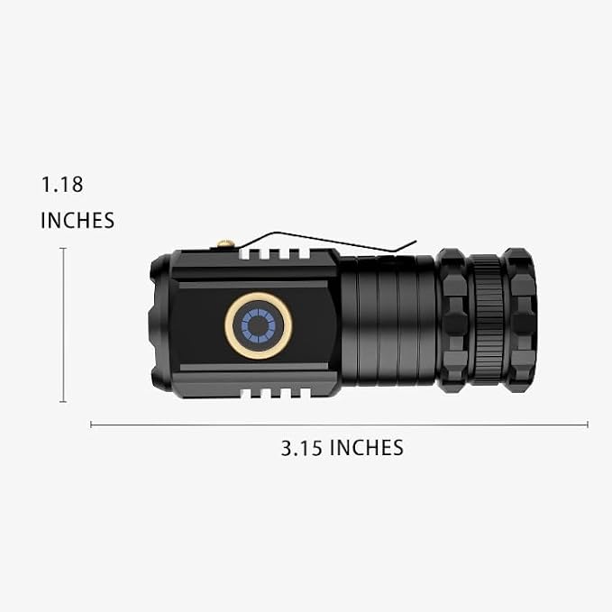 UNROEVS Mini Flashlight 2550 Lumens Rechargeable USB C Charging, Small High - Image 8