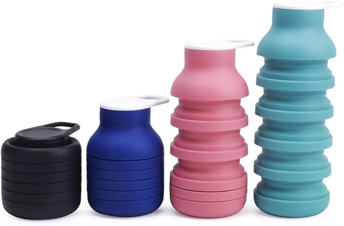 Collapsible Silicone Water Bottle, 600ml Portable Foldable Sports Bottle - Image 4