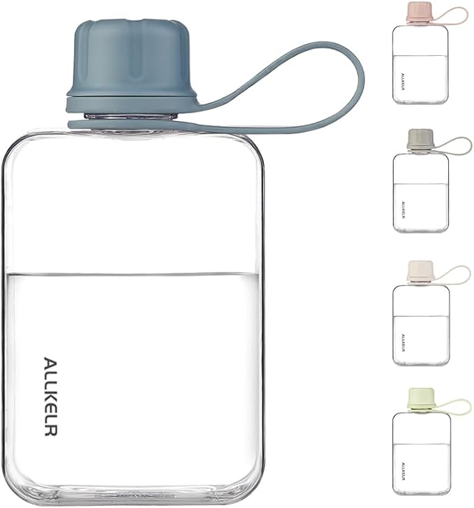 Portable Flat Water Bottle, BPA Free Reusable Tritan Plastic Travel Water - Image 3