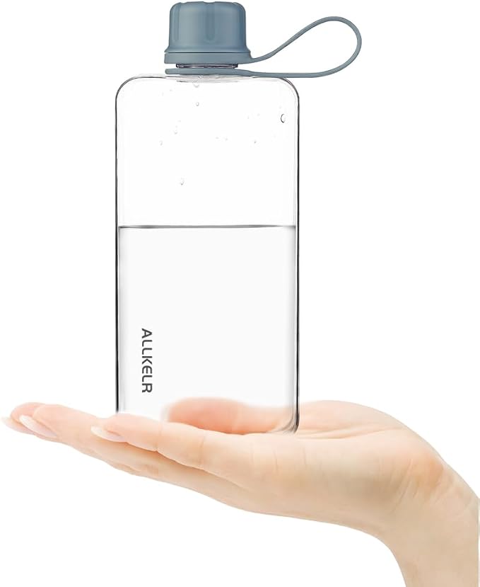 Portable Flat Water Bottle, BPA Free Reusable Tritan Plastic Travel Water - Image 2