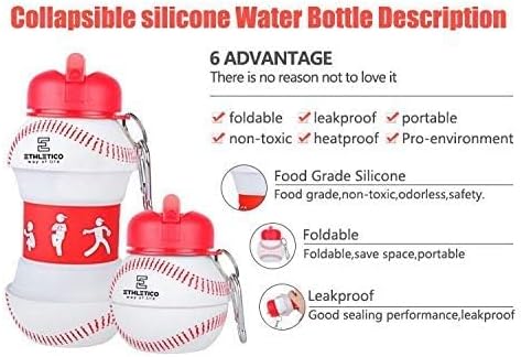 Clip-On Collapsible BPA-Free Silicone Baseball Water Bottle - Image 3