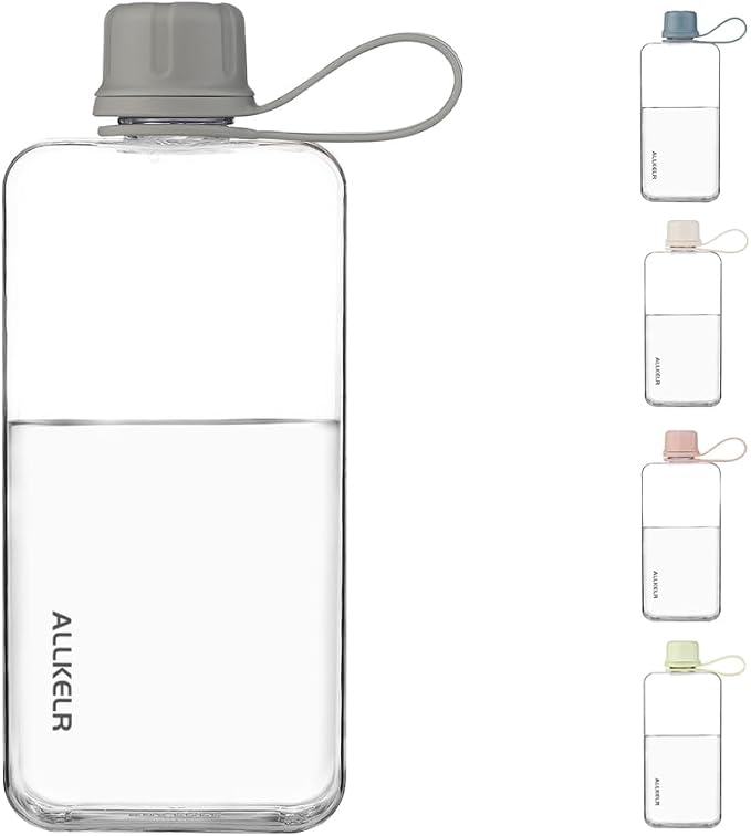 Portable Flat Water Bottle, BPA Free Reusable Tritan Plastic Travel Water - Image 3