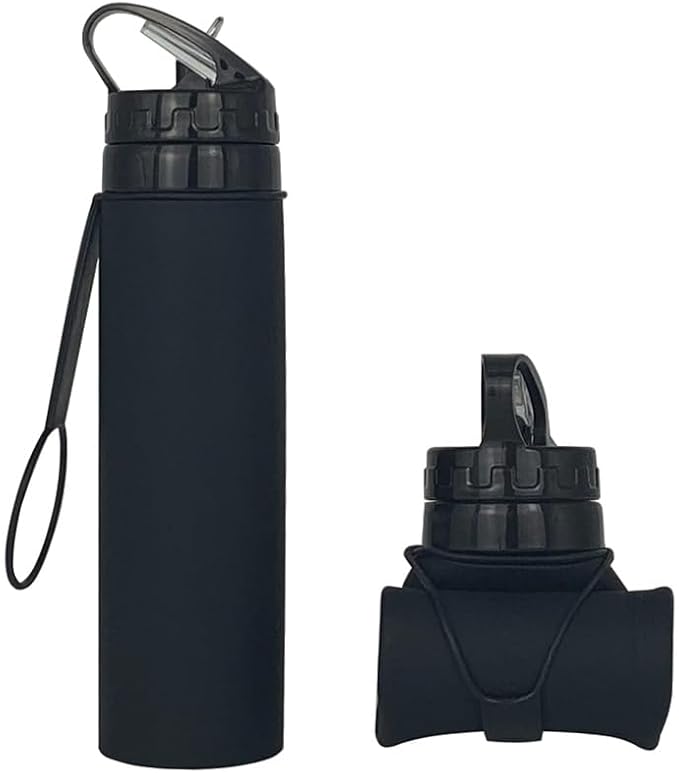 Collapsible Water Bottles 20oz, Odorless BPA-Free Silicone, Leak-Proof Foldable by VadoWorld
