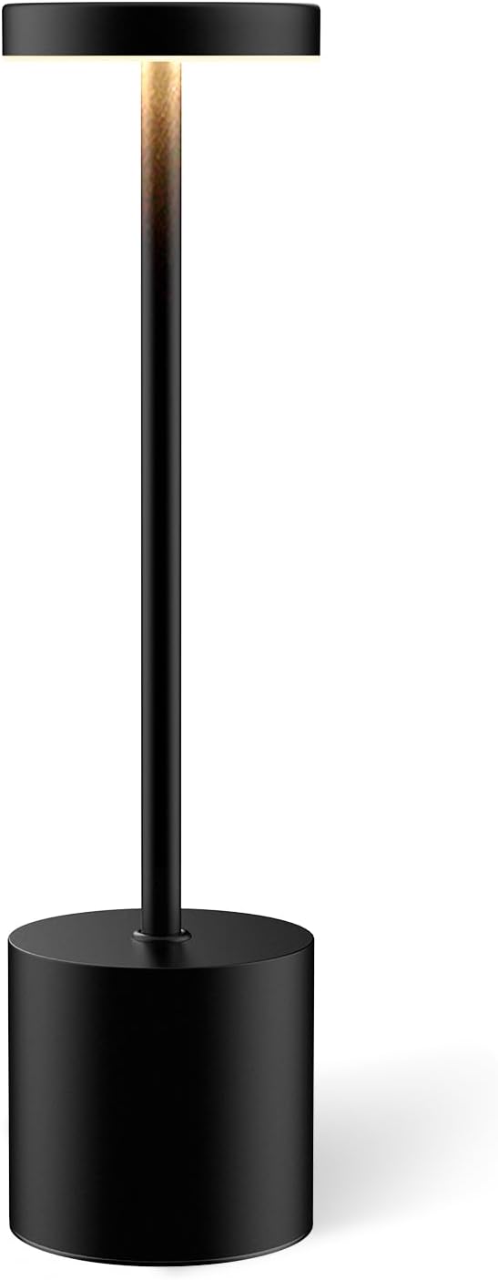 Swinerton Black Cordless Table Lamp, Rechargeable 5000mAh Battery Powered by Swinerton