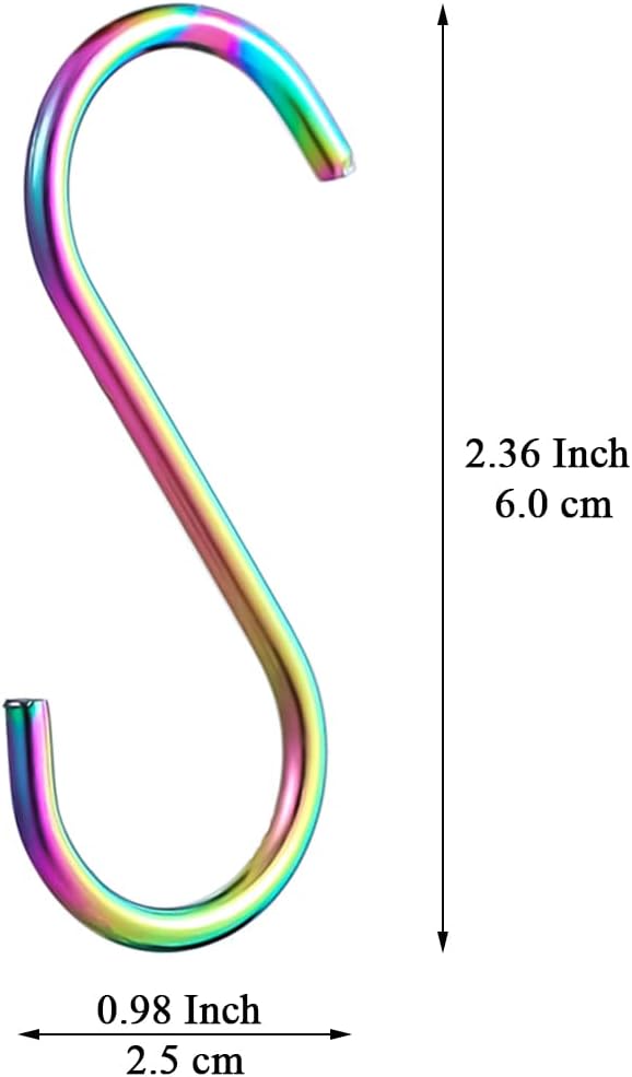 Evanda Rainbow S Hooks for Hanging Pack of 30, Heavy Duty Stainless Steel - Image 2