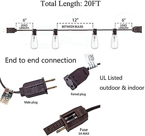 20Ft Outdoor Patio String Lights - Image 3