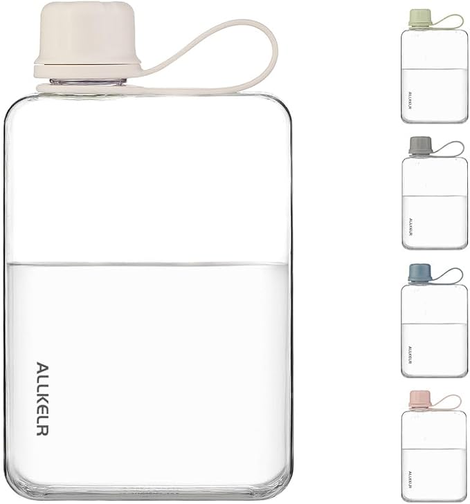 Portable Flat Water Bottle, BPA Free Reusable Tritan Plastic Travel Water - Image 3
