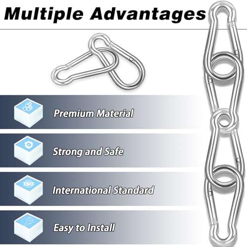 200 PCS 2'' Spring Snap Hook Carabiner, M5 3/16 Inch Galvanized Silver Steel - Image 5