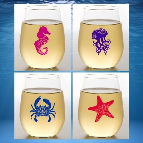 Set of 4 Shatterproof Designer 16 oz Plastic Wine Glasses MADE in the USA - Image 3