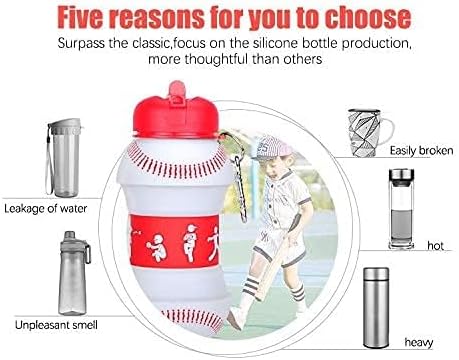 Clip-On Collapsible BPA-Free Silicone Baseball Water Bottle - Image 4