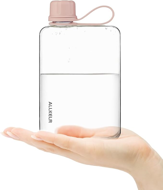 Portable Flat Water Bottle, BPA Free Reusable Tritan Plastic Travel Water - Image 2