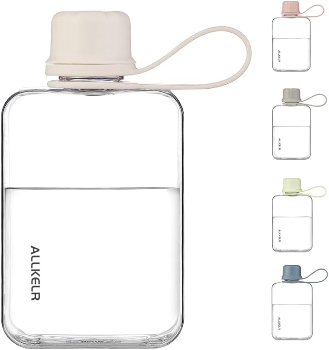 Portable Flat Water Bottle, BPA Free Reusable Tritan Plastic Travel Water - Image 3