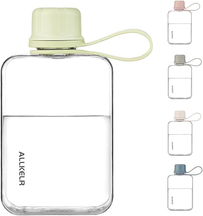 Portable Flat Water Bottle, BPA Free Reusable Tritan Plastic Travel Water - Image 3