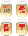 Wine-Oh! Set of 4 Shatterproof Designer 16 oz Plastic Wine Glasses MADE in the by Unknown