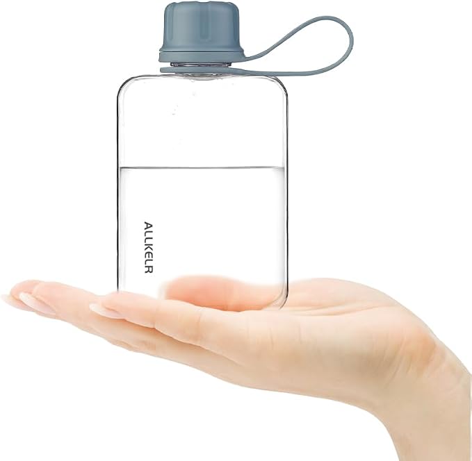 Portable Flat Water Bottle, BPA Free Reusable Tritan Plastic Travel Water - Image 2