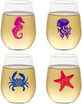 Set of 4 Shatterproof Designer 16 oz Plastic Wine Glasses MADE in the USA by Unknown