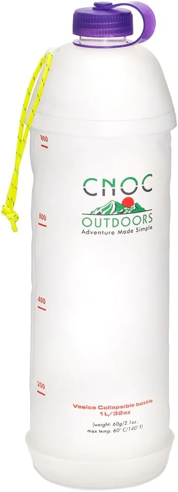 Cnoc Outdoors Vesica Collapsible Water Bottle 1 Liter Purple, 28mm Thread - Image 4