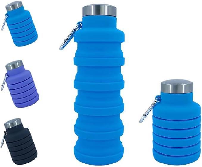 Collapsible Water Bottles 17oz, Odorless BPA-Free Silicone, Leak-Proof Foldable by VadoWorld