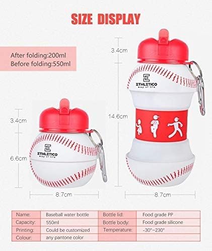Clip-On Collapsible BPA-Free Silicone Baseball Water Bottle - Image 7