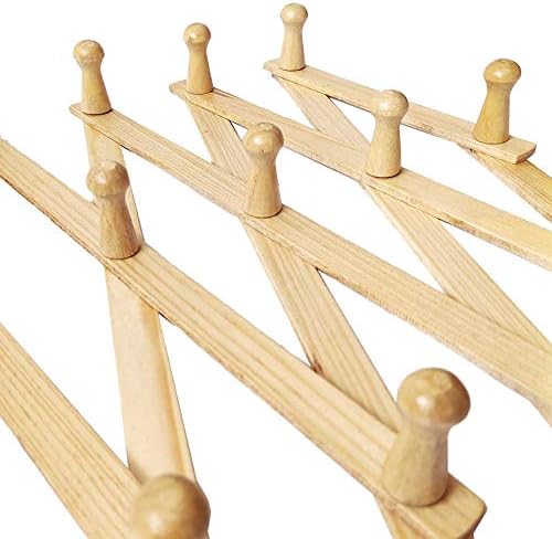 AMAPON Accordion Style Expandable Wall Wooden Coat Rack 13 Hooks Hang Hats - Image 6