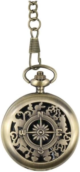 Pocket Compass with Hanging Chain, Vintage Zinc Alloy Flip Cover Compass Pocket - Image 5