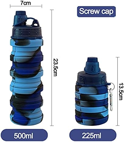 Collapsible Water Bottles 2 pack Travel Water Bottle 500ML（ Blue Camouflage + - Image 2