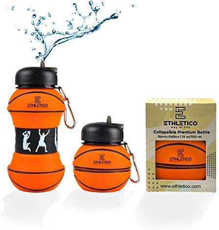 Collapsible Water Bottles with Carabiner Food Grade Sports Water Bottle by ETHLETICO