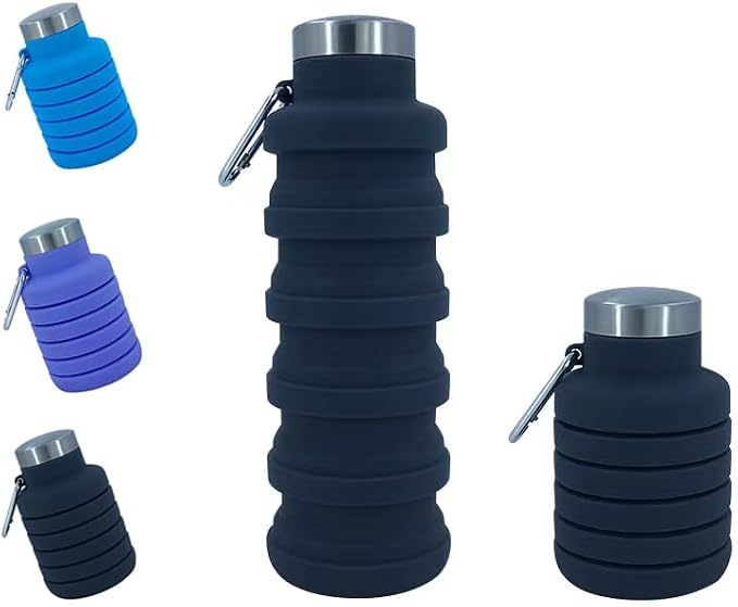 Collapsible Water Bottles 24oz, Odorless BPA-Free Silicone, Leak-Proof Foldable by VadoWorld