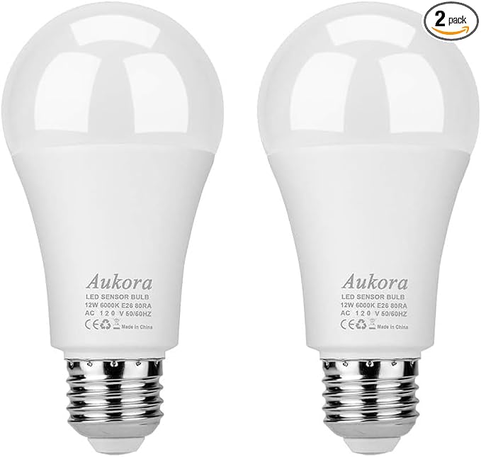 Aukora Dusk to Dawn Light Bulb, 12W Smart Sensor Light Bulbs Super Bright E26 by AUKORA