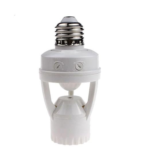 Motion Sensor Light Socket, PIR Motion E26 Screw Bulb Adapter, Adjustable Auto by LPHUMEX
