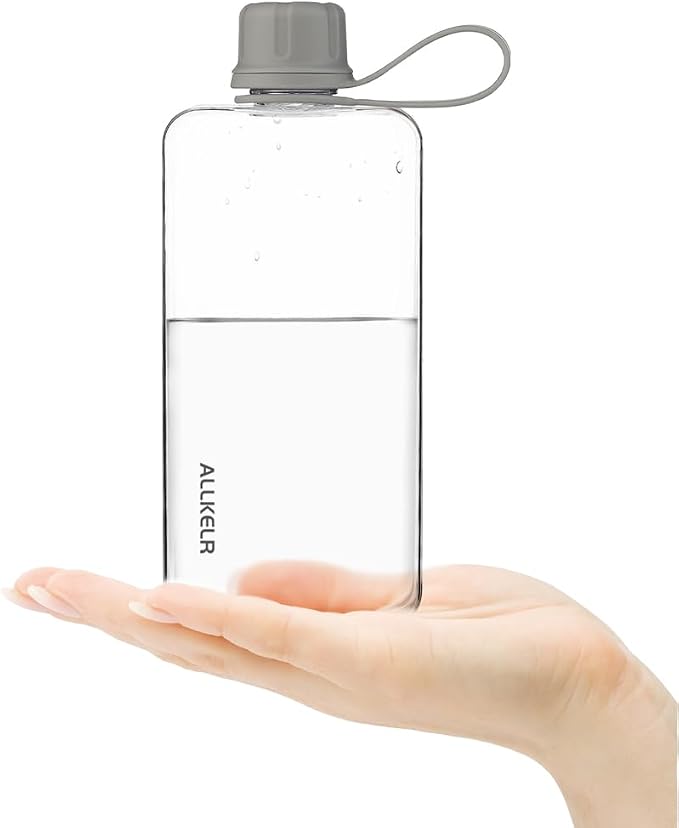 Portable Flat Water Bottle, BPA Free Reusable Tritan Plastic Travel Water - Image 2
