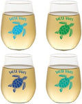 Set of 4 Shatterproof Designer 16 oz Plastic Wine Glasses MADE in the USA by Unknown