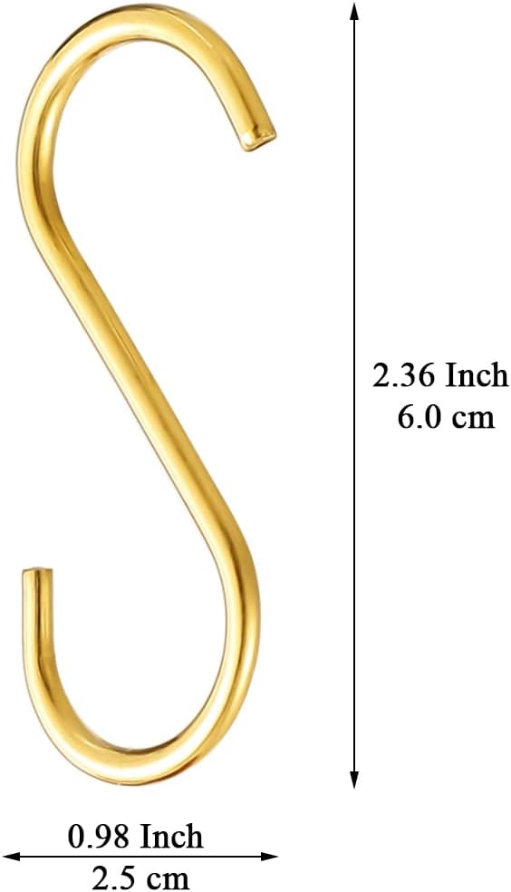 Evanda Gold S Hooks for Hanging Pack of 30, Heavy Duty Stainless Steel - Image 2