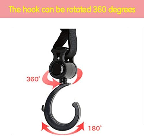 2 Pcs Walker Hook Hanging Multipurpose 360° Rotation Stroller Clip Diaper Bag - Image 4