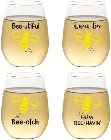 Wine-Oh! Set of 4 Shatterproof Designer 16 oz Plastic Wine Glasses MADE in the by Unknown