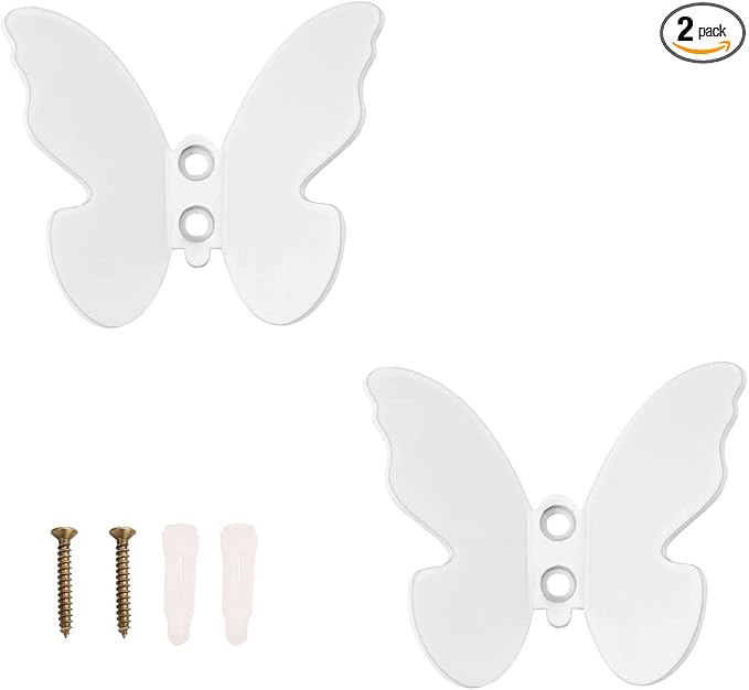 Z Metnal Wall Hooks Decorative, Small Modern White Butterfly Bath Towel Hook by Zmetnal