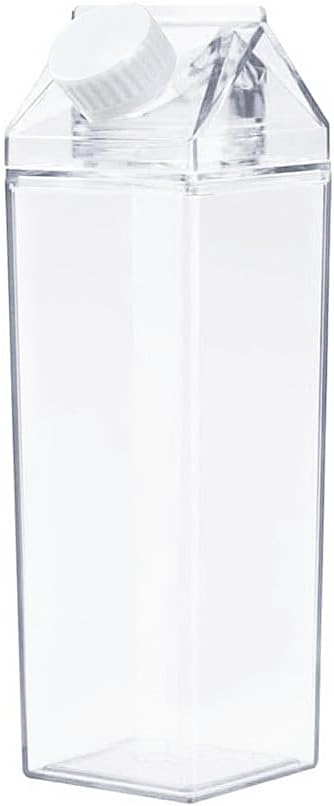 Jinberry 500ml/17Oz Cute Clear Milk Carton Water Bottle Portable Drinkware - Image 8