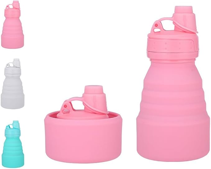 Collapsible Water Bottles 17oz, Odorless BPA-Free Silicone, Leak-Proof Foldable by VadoWorld