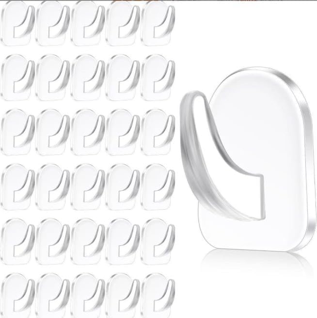 20 Pcs Clear Adhesive Wall Hooks by Unknown