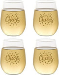 Wine-Oh Set of 4 Shatterproof Designer 16 oz Plastic Wine Glasses MADE in the by Unknown