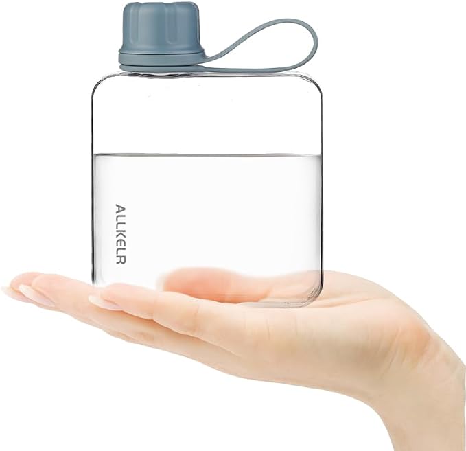 Portable Flat Water Bottle, BPA Free Reusable Tritan Plastic Travel Water - Image 2