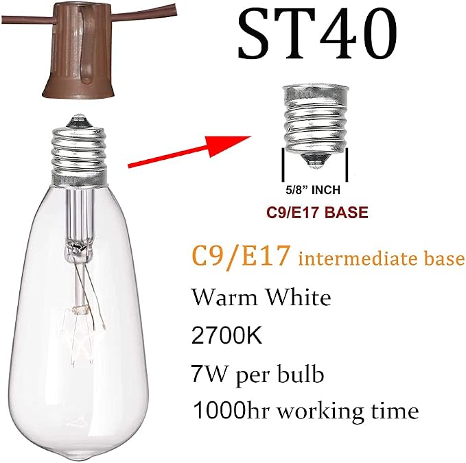 20Ft Outdoor Patio String Lights - Image 2