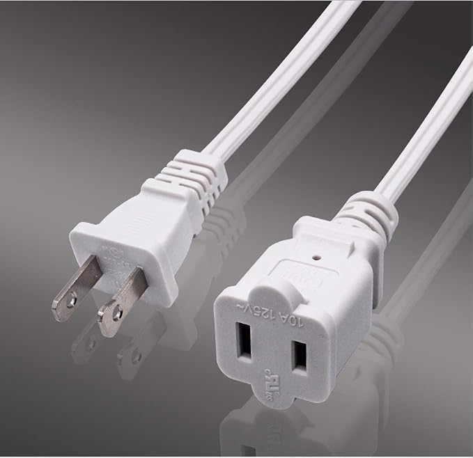 10FT 2 Prong Indoor Extension Cord, Thin White Extension Cords Male/Female - Image 9